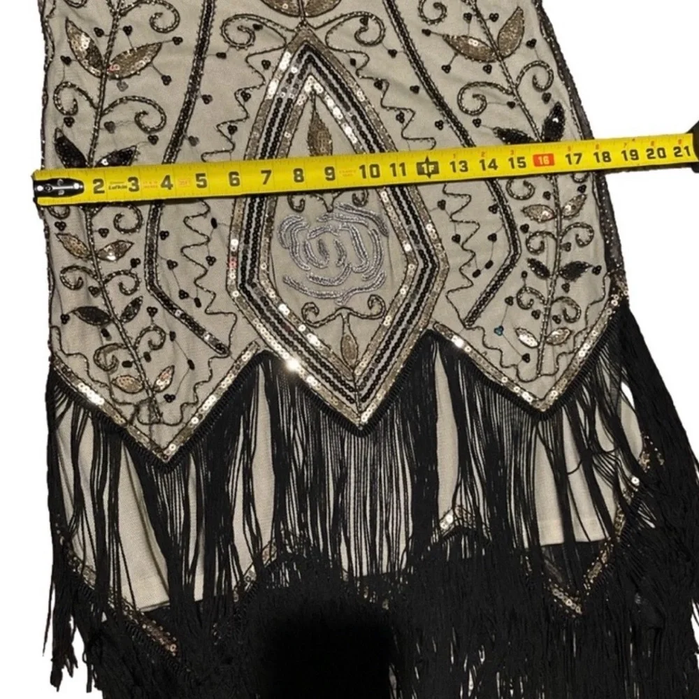 Elegant Black and Gold Embellished Dress - Picture 6 of 7